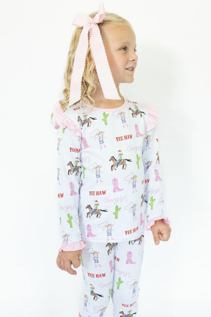 Pink Rodeo Print Knit Pajamas  Smocked Threads