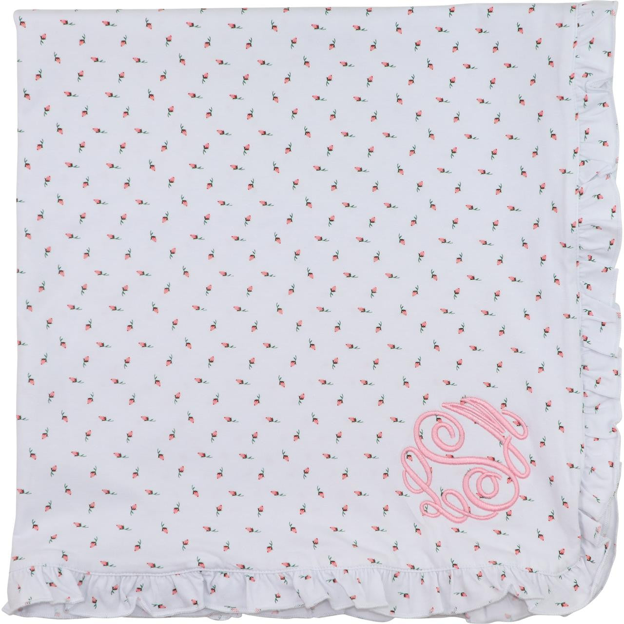 Pink Rosebud Knit Baby Blanket  Cecil and Lou