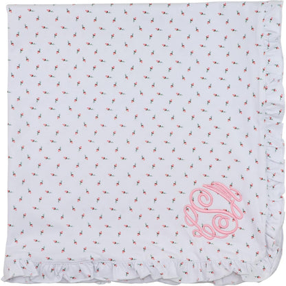 Pink Rosebud Knit Baby Blanket  Cecil and Lou