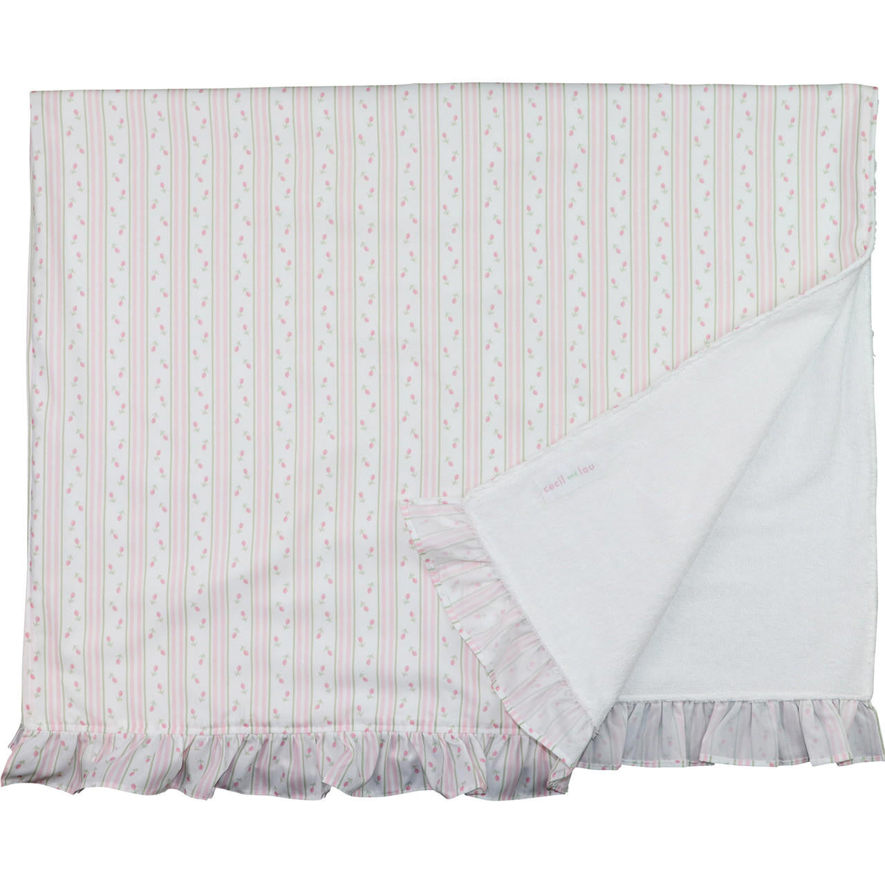 Pink Rosebud Stripe Terry Beach Towel - Shipping Mid April  Smocked Threads