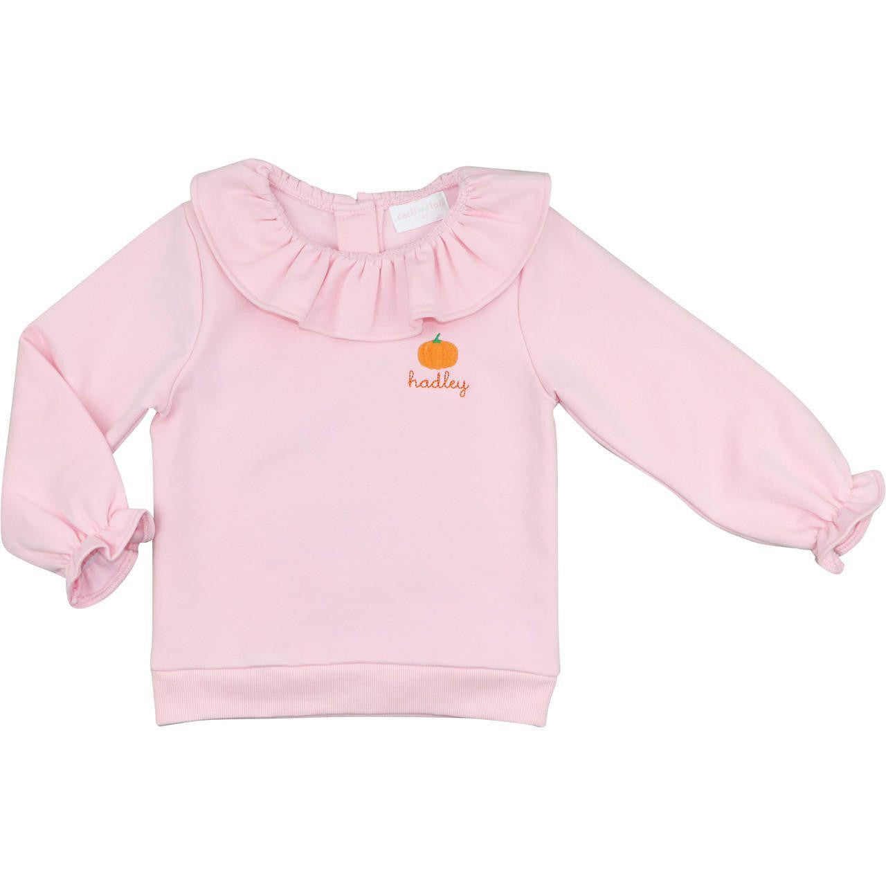 Pink Ruffle Pumpkin Sweatshirt - Shipping Early October  Monogram