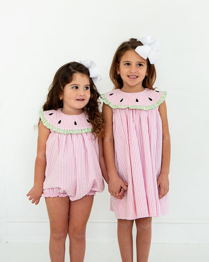 Pink Seersucker Watermelon Dress