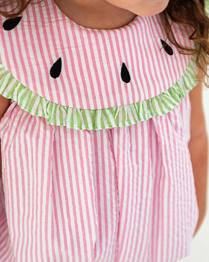 Pink Seersucker Watermelon Dress