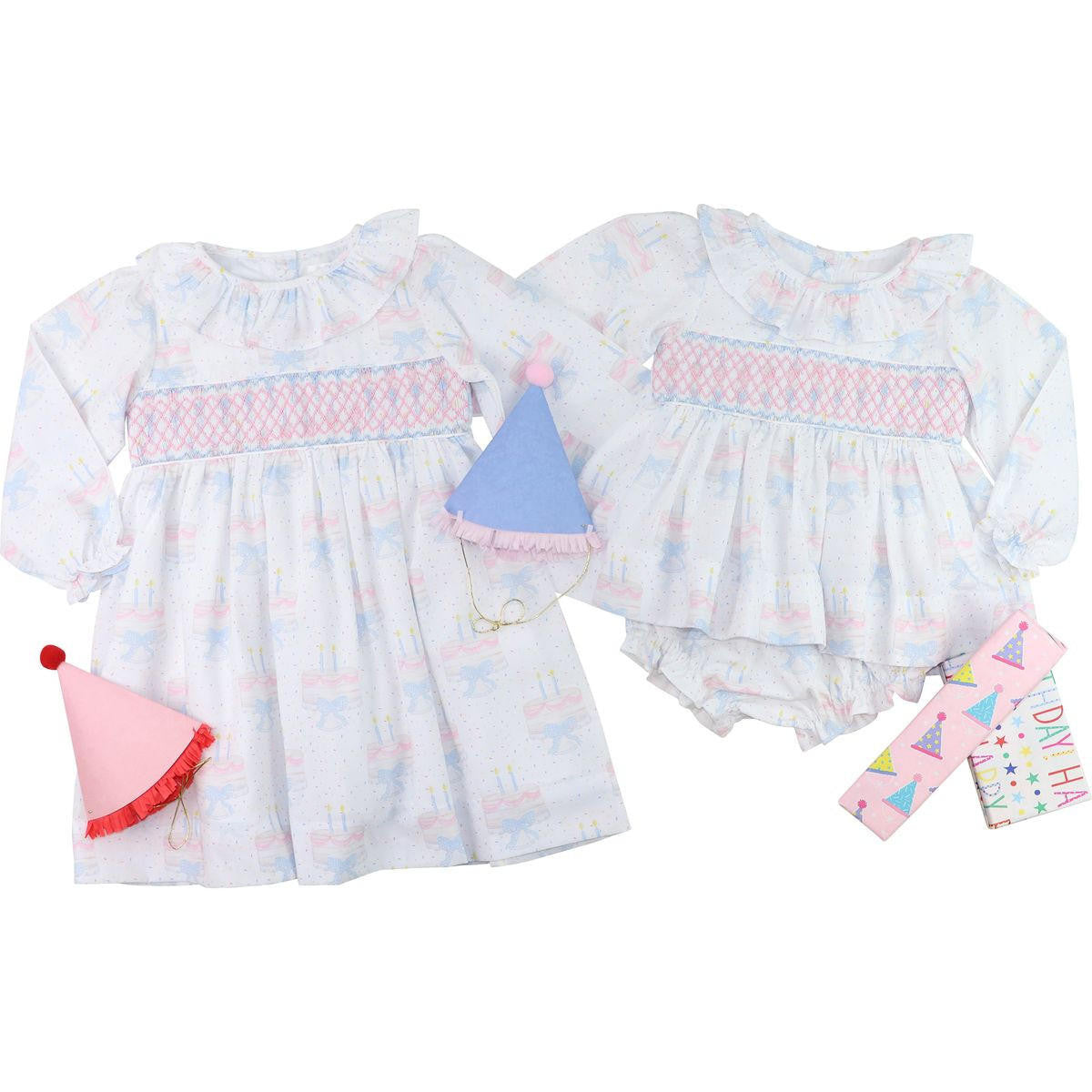 Pink Smocked Birthday Cake Diaper Set  Smocked Threads