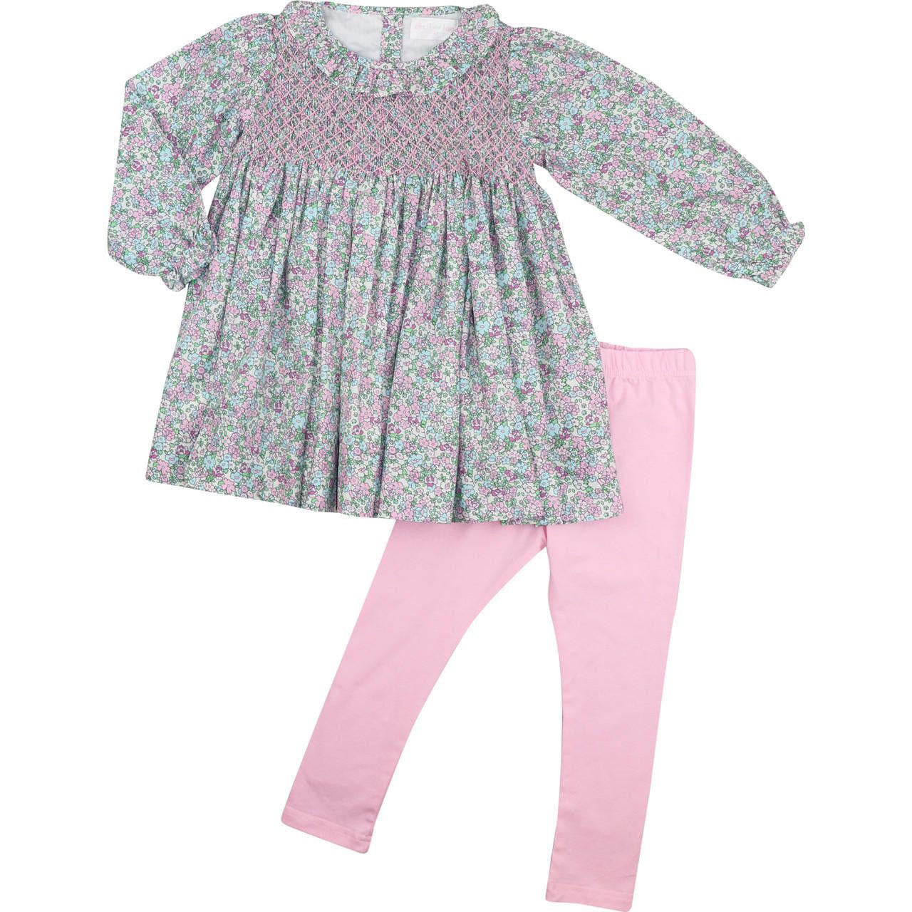 Pink Smocked Lavender Liberty Legging Set - Shipping Early October  Smocked Threads