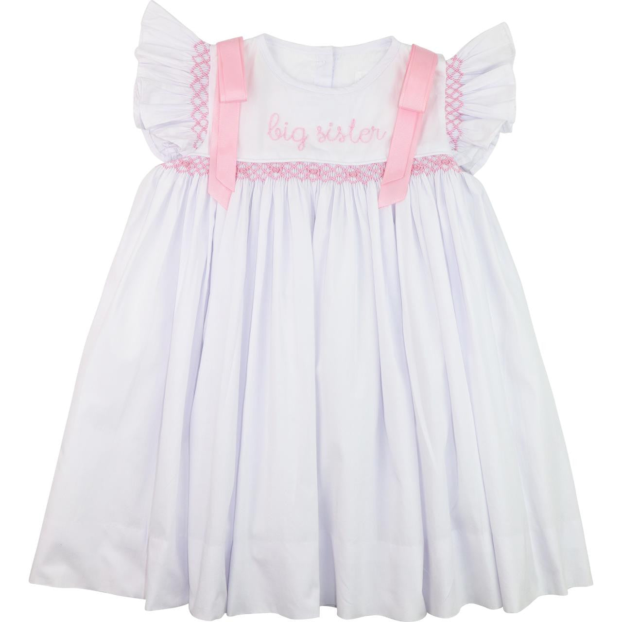 Pink Smocked Rosette Embroidered Big Sister Dress  Smocked Threads