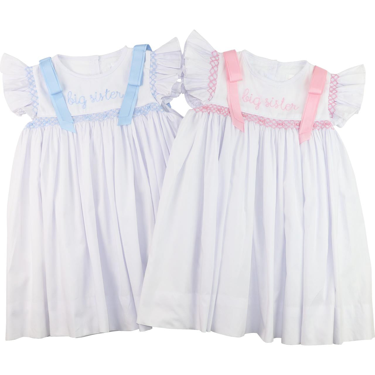 Pink Smocked Rosette Embroidered Big Sister Dress  Smocked Threads