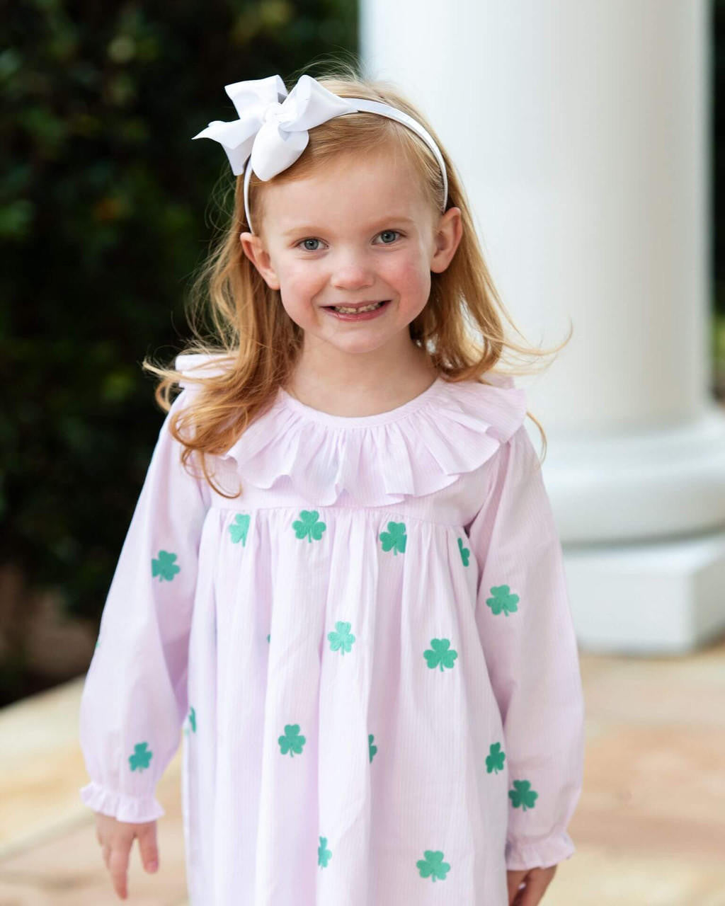 Pink Stripe Embroidered Shamrock Dress  Smocked Threads