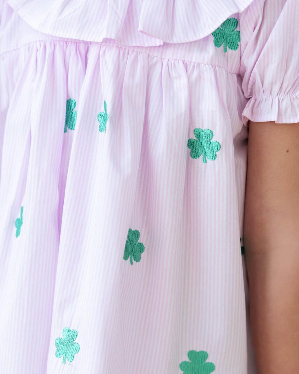 Pink Stripe Embroidered Shamrock Dress  Smocked Threads