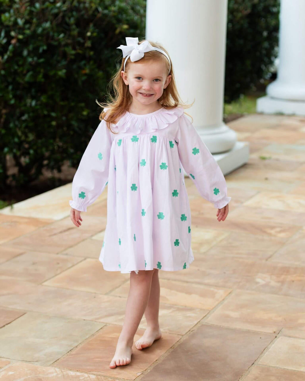 Pink Stripe Embroidered Shamrock Dress  Smocked Threads