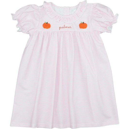 Pink Stripe Knit Crochet Pumpkin Dress - Shipping Mid September  Monogram