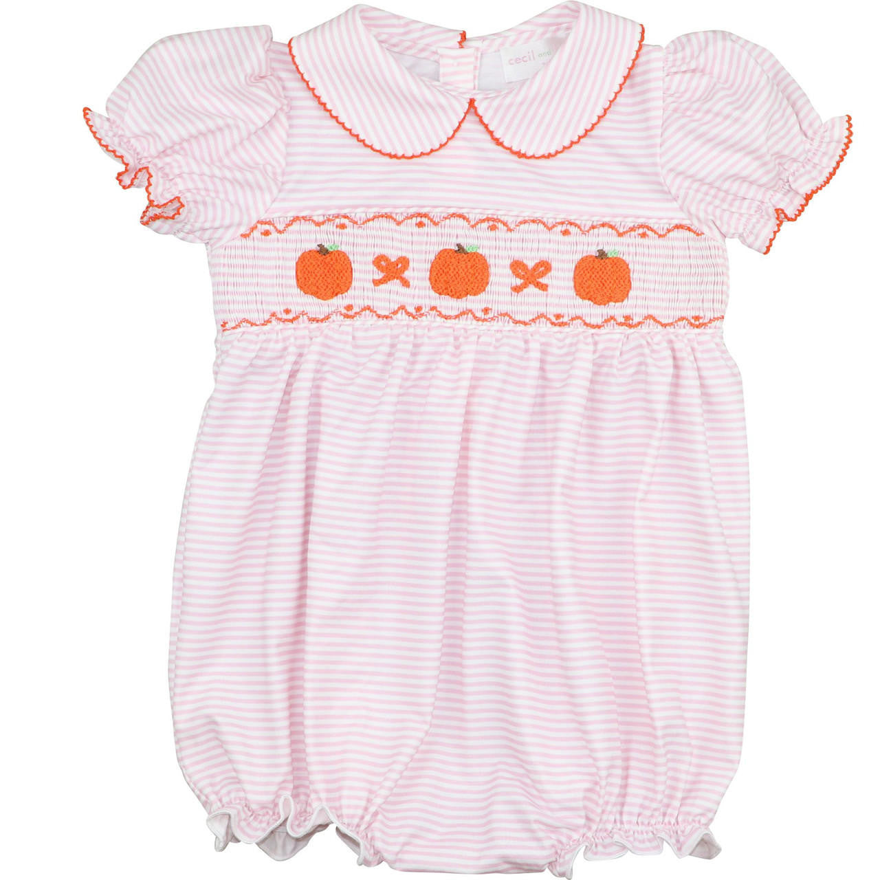 Pink Stripe Knit Smocked Pumpkin Bubble Smocked Threads