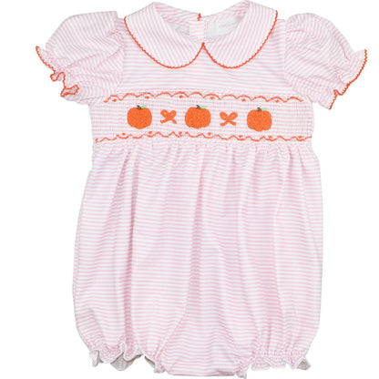 Pink Stripe Knit Smocked Pumpkin Bubble Smocked Threads