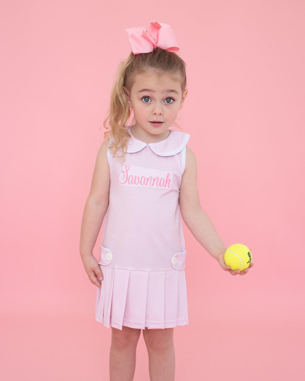 Pink Stripe Lycra Tennis Dress   Monogram