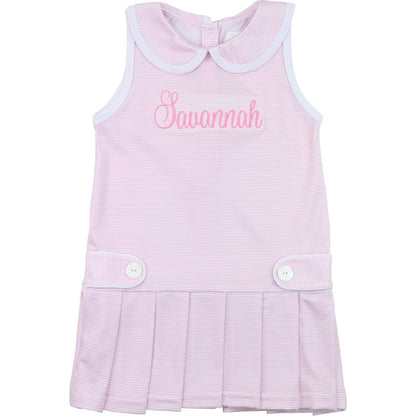 Pink Stripe Lycra Tennis Dress   Monogram