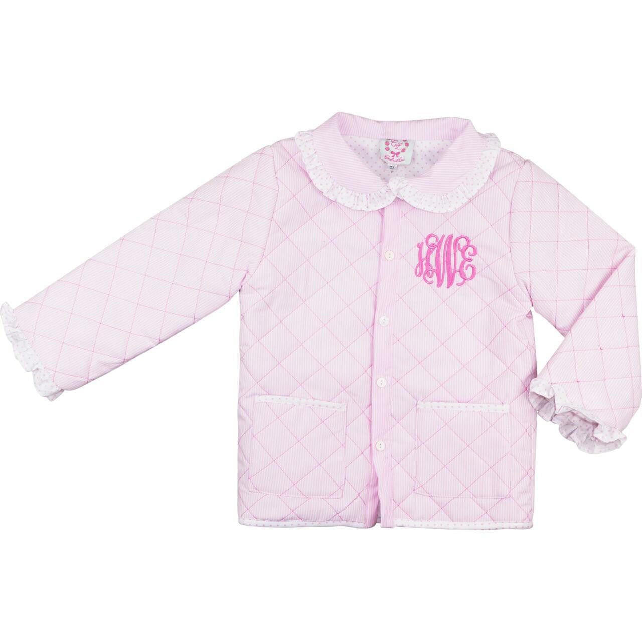 Pink Stripe Quilted Coat - Shipping Early October  Monogram