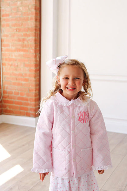 Pink Stripe Quilted Coat - Shipping Early October  Monogram