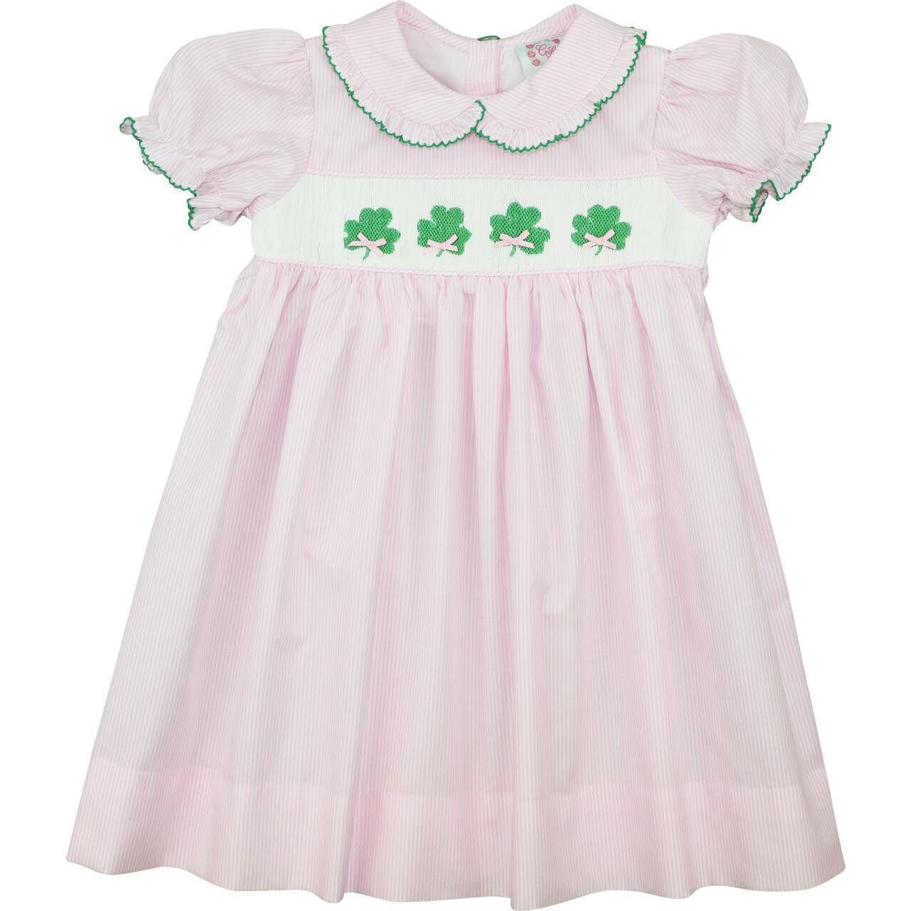 Pink Stripe Smocked Shamrock Dress  Smocked Threads