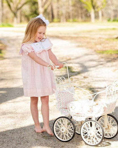 Pink Swiss Dot Embroidered Big Sister Dress  Smocked Threads