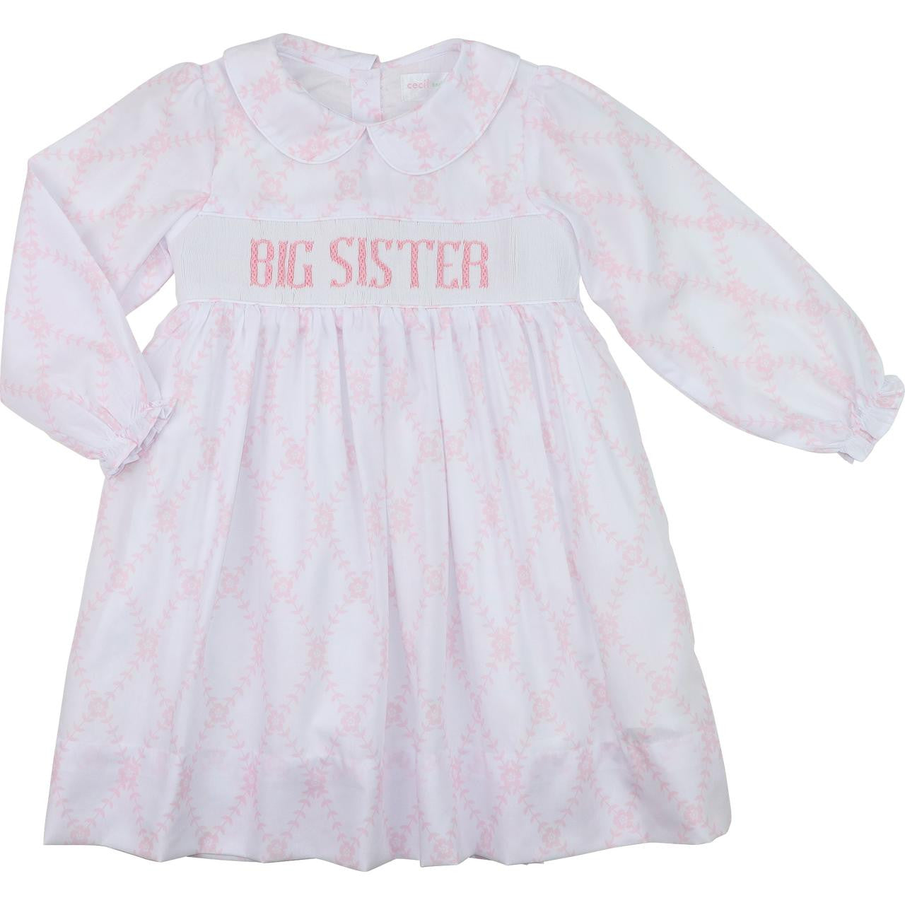 Pink Trellis Smocked Big Sister Dress  Smocked Threads