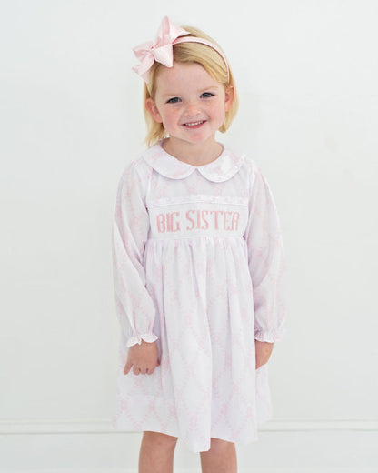 Pink Trellis Smocked Big Sister Dress  Smocked Threads