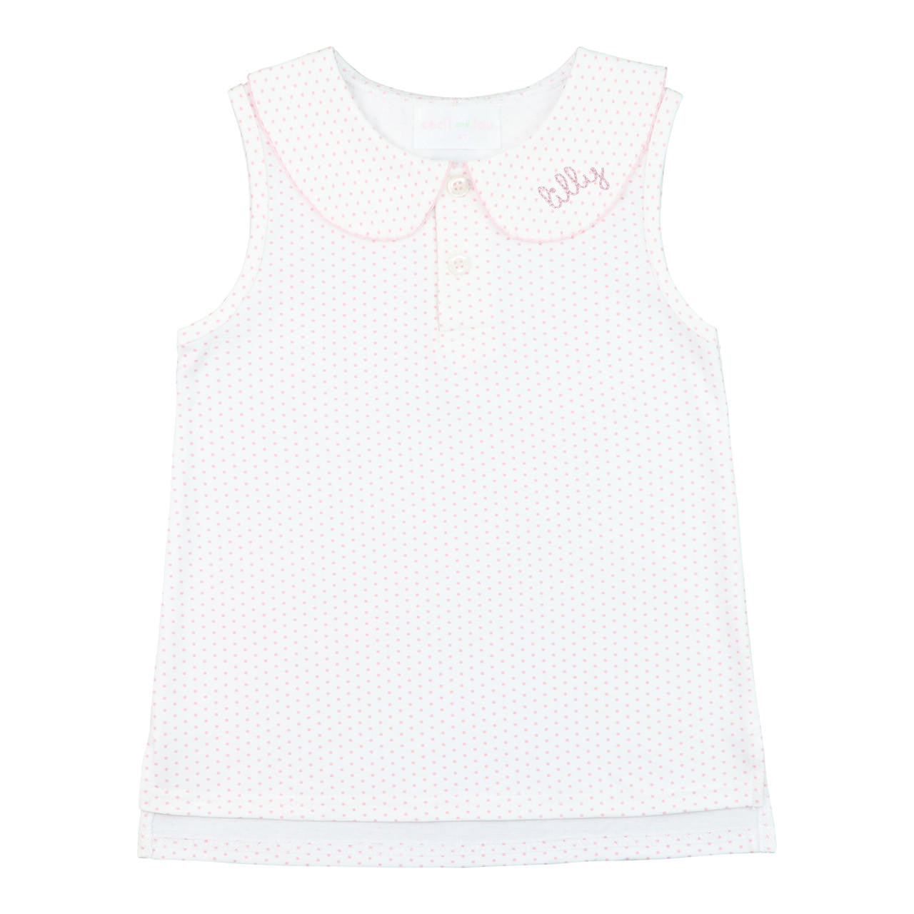 Pink Dot Sleeveless Knit Peter Pan Shirt