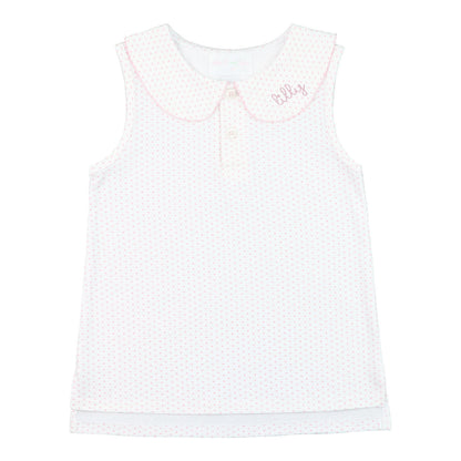 Pink Dot Sleeveless Knit Peter Pan Shirt