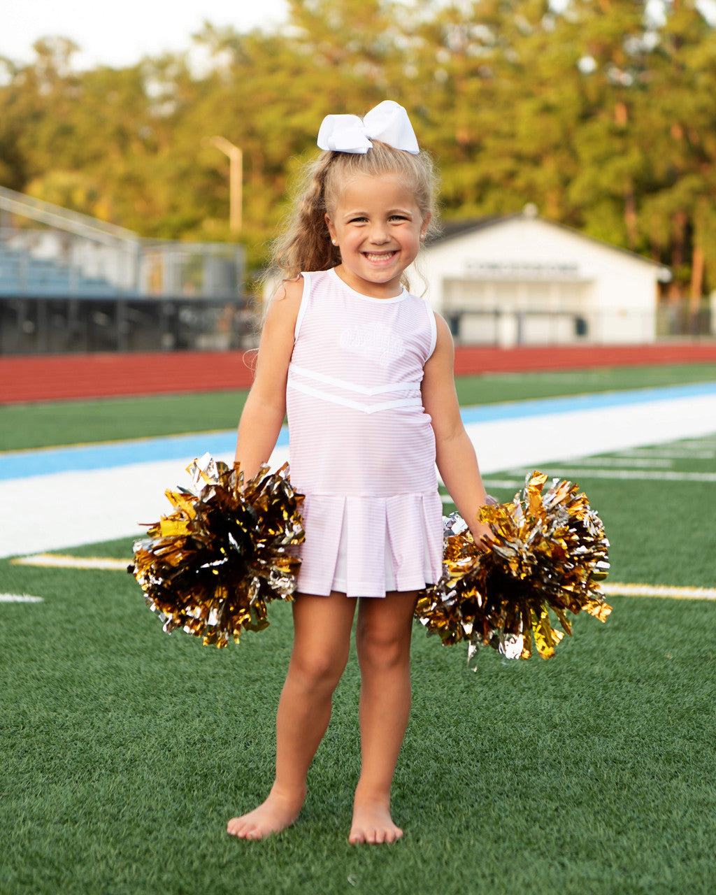 Pink Striped Lycra Tennis/Cheer Dress