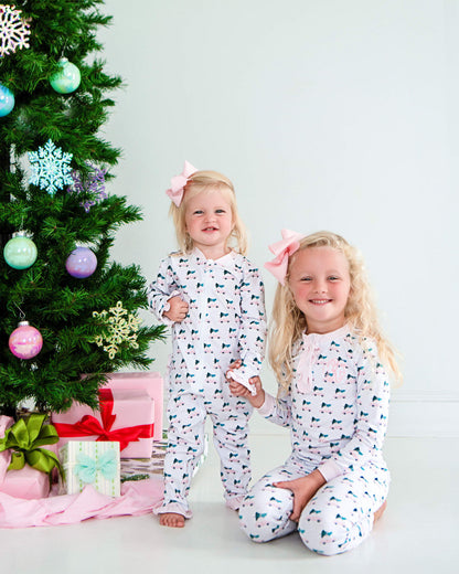 Pink Car And Christmas Tree Knit Pajamas