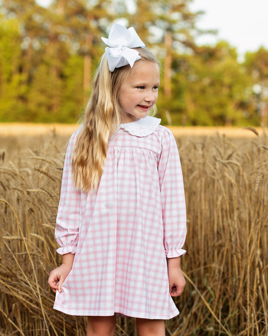 Pink And White Plaid Knit Dress