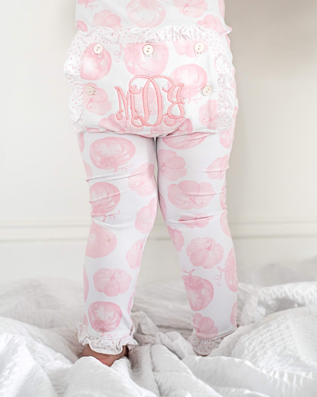 Pink Pumpkin Print Knit Zipper Pajamas