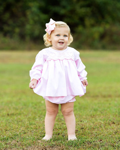 Pink Applique Hearts And Bow Diaper Set