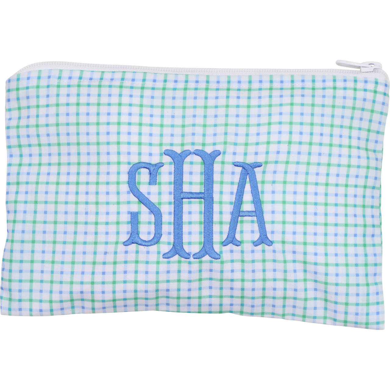 Blue And Green Windowpane Zipper Pouch