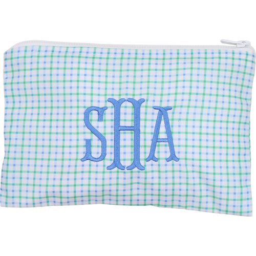 Blue And Green Windowpane Zipper Pouch