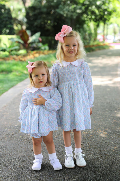 Pumpkin Print Smocked Scalloped Collar Dress - Shipping Mid September  Smocked Threads