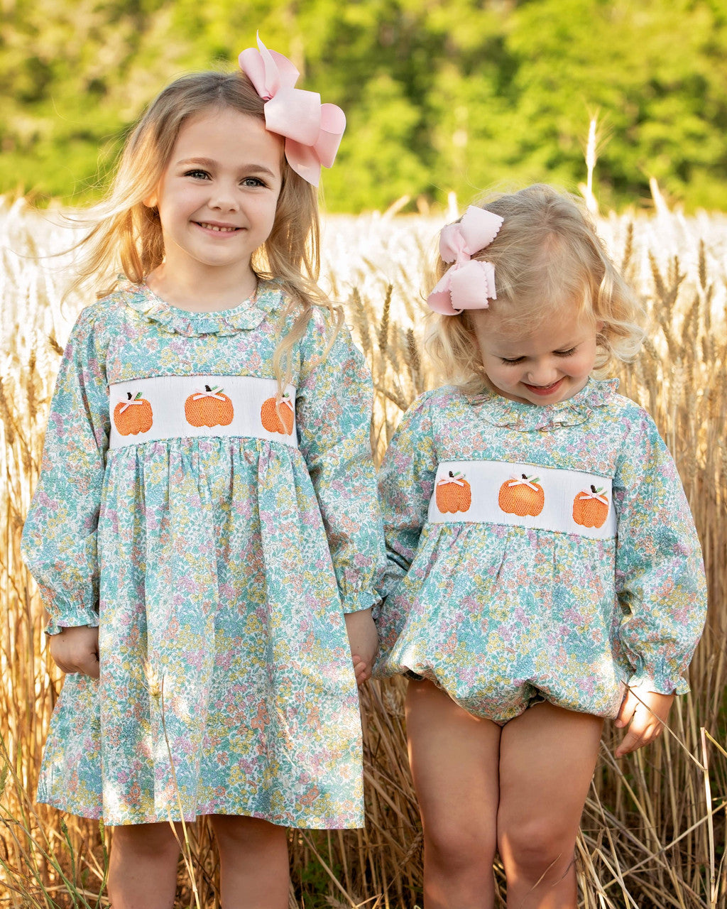 Floral Garden Smocked Pumpkin Dress