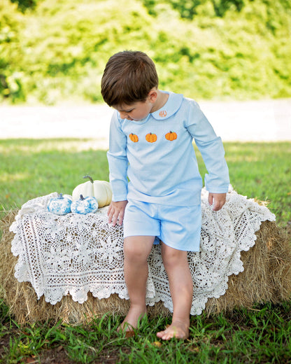 Blue Crochet Pumpkin Short Set