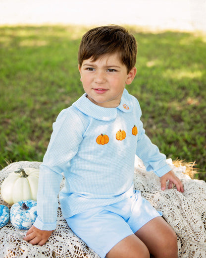 Blue Crochet Pumpkin Short Set