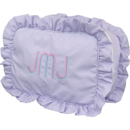 Purple Mini Stripe Ruffle Pouch Monogram