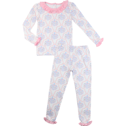 Pink Floral Pumpkin Knit Pajamas