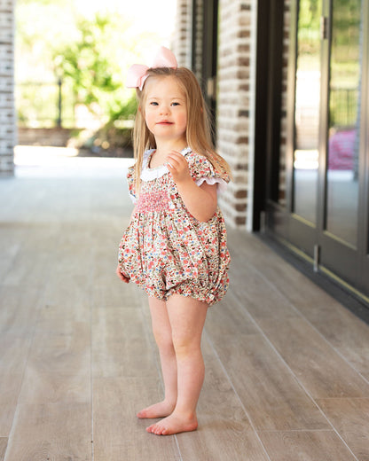 Pink Smocked Floral Bubble