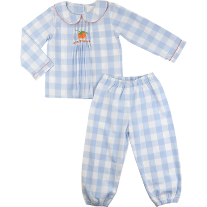 Blue Buffalo Check Smocked Pumpkin Ankle Pant Set