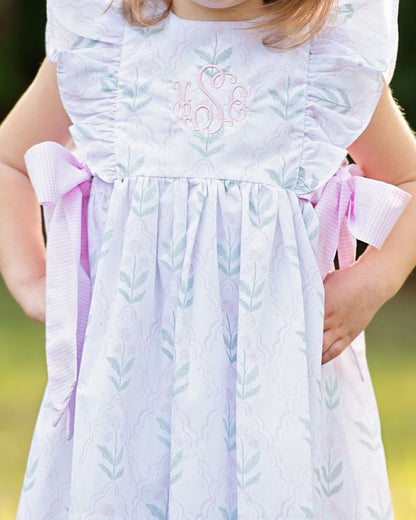 Pink And Green Hydrangea Bow Dress