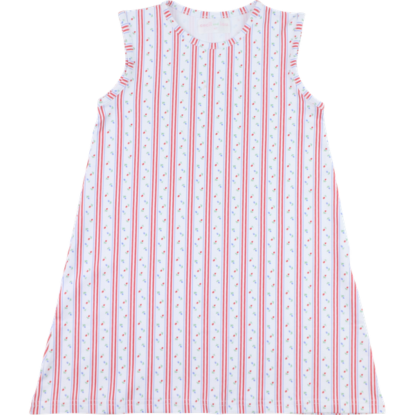 Red Rosebud Stripe Knit Play Dress