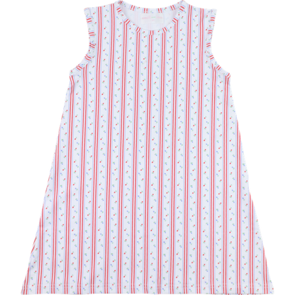 Red Rosebud Stripe Knit Play Dress