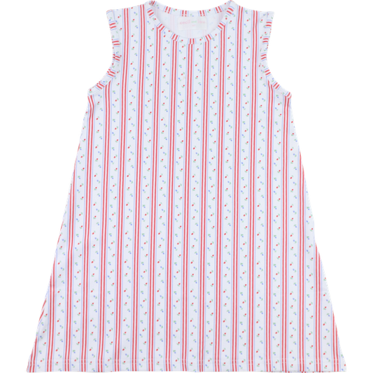 Red Rosebud Stripe Knit Play Dress