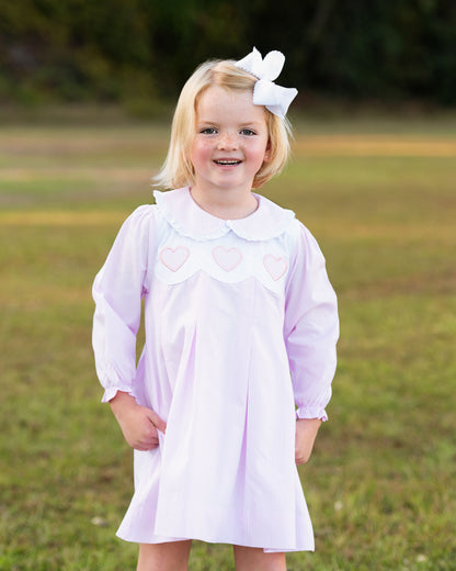 Pink Gingham Applique Hearts Dress