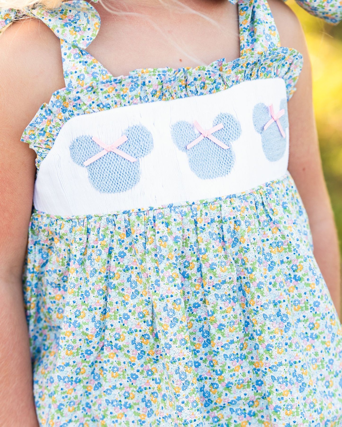 Mini Floral Smocked Mouse Ears Short Set