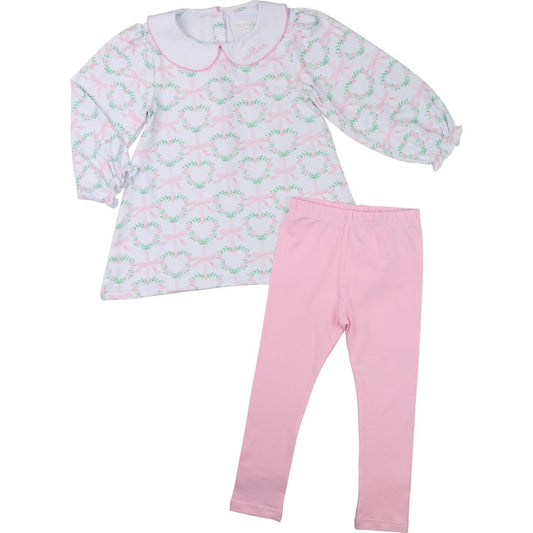 Heart And Bow Wreath Knit Legging Set