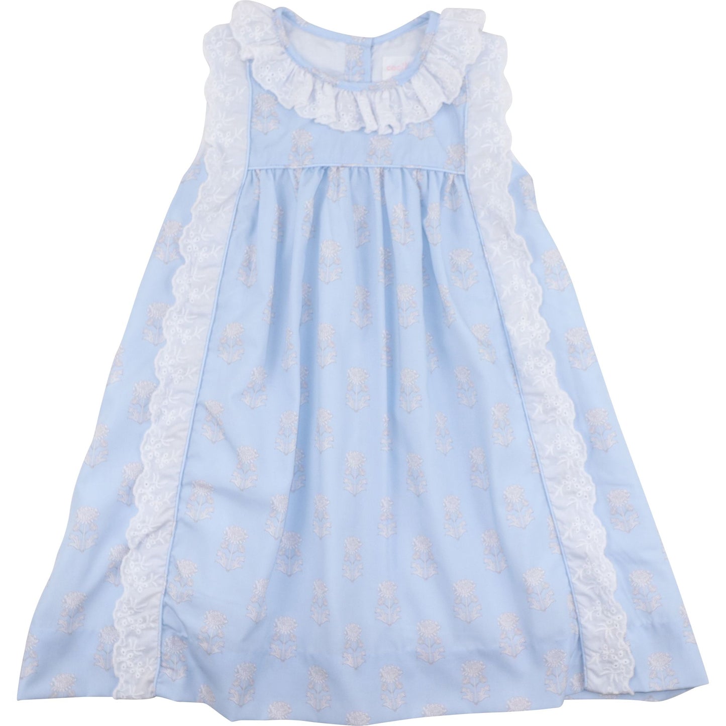 Blue Floral Eyelet Dress